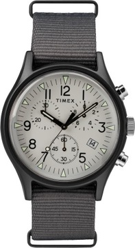 Zegarek męski na pasku szarym Timex Indiglo Chrono