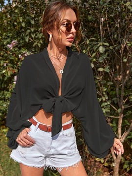 SHEIN NARZUTKA DAMSKA CZARNA WIĄZANA 40 L