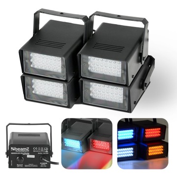 Stroboskop LED 4sztuki 4 kolory biały czerwony niebieski żółty zestaw Beamz