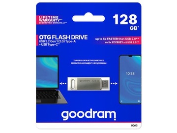 USB-ПАМЯТЬ Флэш-накопитель 128 ГБ USB 3.2 Gen 1 USB / USB C OTG ODA3 Goodram