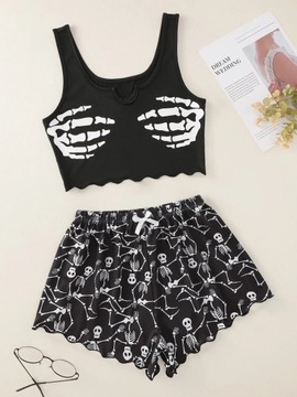 Women's Pajama Set Skeleton Print Camisole Shorts