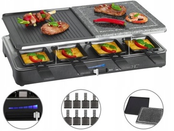 2w1 GRILL ELEKTRYCZNY STOŁOWY RACLETTE OPIEKACZ NA 8 OSÓB PATELNI 1400W