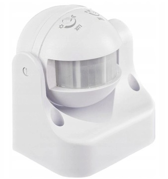 Czujnik Ruchu PIR Podczerwień Sensor Biały Zasięg max 12m IP44 Regulacja