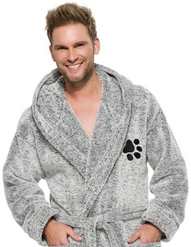 PAWKA ТОЛСТЫЙ ТЕПЛЫЙ МУЖСКОЙ ХАЛАТ С КАПЮШОНОМ L