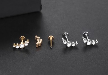 СЕРЬГИ LABRET HELIX ЦИРКОНИЙ ЗОЛОТО ТИТАН 1.2/6