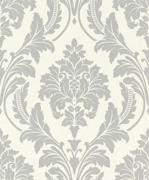 Tapeta winylowa na flizelinie wzór ornament glamour brokat połysk szara 3D