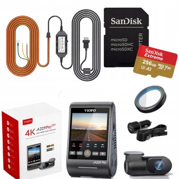 VIOFO A229 PRO 2CH-G REJESTRATOR PRZÓD/TYŁ 4K/2K HDR GPS 256GB ACC