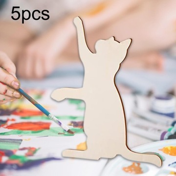 5x Drewniane Koty Wycinanki Puste Drewniane Plastry do Rysowania DIY Rzemiosło Dekoracja Imprezy