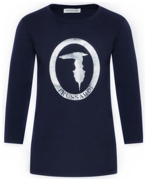 Longsleeve damski TRUSSARDI granatowy z logo - XS