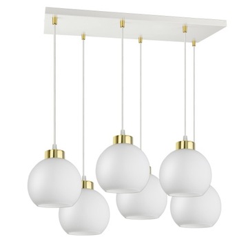 Duża Lampa Sufitowa Żyrandol Biała Szklane Kule White Glass AZ6 LED E27