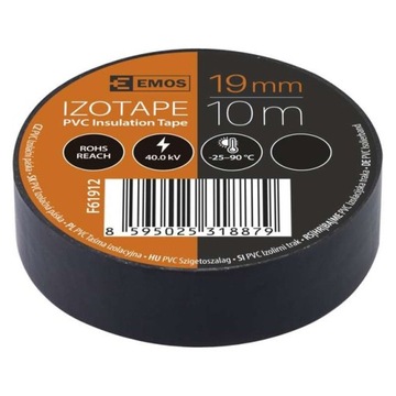 Taśma izolacyjna PCV czarna 19mm 10m EMOS
