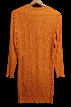 Vero Moda pomarańczowa gnieciona sukienka midi M