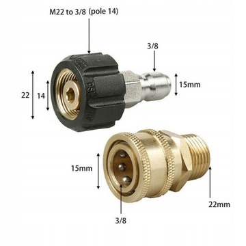 НАБОР ИЗ 8 ПЕРЕХОДНИКОВ ДЛЯ МАШИН ДАВЛЕНИЯ 5000PSI M22 3/8