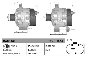 ALTERNÁTOR (14V, 180A) HODÍ SE DO: BMW 1 (F20), (F21) 2 (F22 F87)