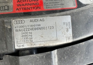 Audi A8 D3 Sedan 3.0 V6 TDI 233KM 2006 Audi A8 Bezwypadkowy, 10 lat w jednych rekach 3.0 Diesel 233KM, zdjęcie 17