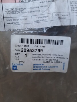 SVAZEK CHEVROLET ČÍSLO  OE 20953799