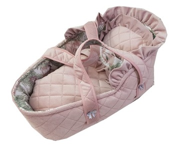 Nosidełko dla lalki z pikowanego VELVETU, z pościelą, gondolka 45 cm