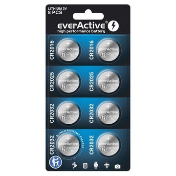 Baterie everActive CR2032 CR2025 CR2016 3V - 8szt