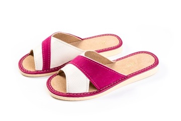 ТАПОЧКИ ЖЕНСКИЕ УЛИЧНЫЕ ТАПОЧКИ MAXIMUS бело-фуксия размеры 36-41