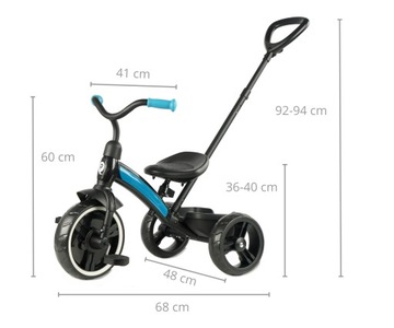 Трехколесный велосипед Elite Plus Qplay с ручкой, синий