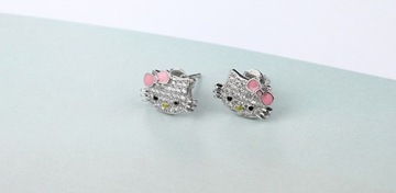 Серьги Hello Kitty Kitten с заклепками из циркония