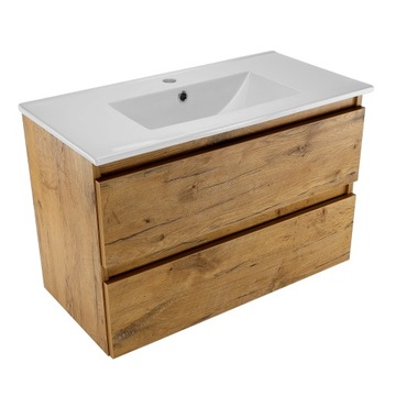 Komoda z umywalką do łazienki WC bez uchwytów dąb loft grafit 80 cm solidna