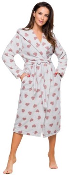 ХАЛАТ ЖЕНСКИЙ ДЛИННЫЙ ТЕПЛЫЙ ПУХОВЫЙ, РОЗОВЫЙ L