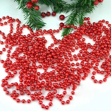 GIRLANDA PERŁOWA NA CHOINKĘ ŁAŃCUCH KORALIKI ŁAŃCUCHY DEKORACYJNE SZPULA