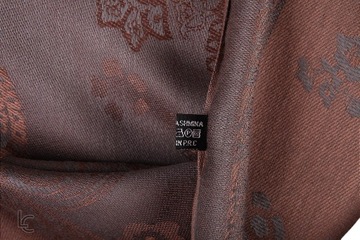 PASHMINA SZAL Beżowo- Srebrno -Stalowy Haftowany NOWY Z-1