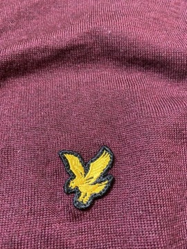 Lyle & Scott ORYGINAL BORDO WEŁNIANY SWETER /L