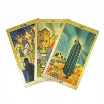 Колода карт Таро 12х7см, ПВХ, золото, водонепроницаемая.