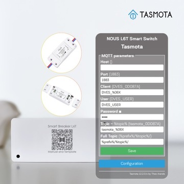 Умный релейный переключатель WIFI NOUS L6T TASMOTA
