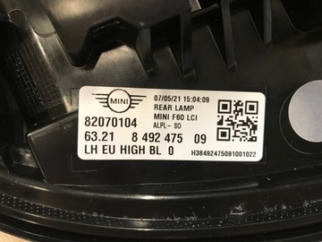 MINI COOPER COUNTRYMAN F60 LCI SVĚTLO ZADNÍ LEVÝ LED EVROPA BLACK 19-23