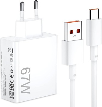 Ładowarka Xiaomi Turbo 67W z kablem USB-C dla Xiaomi/Redmi