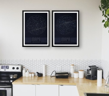 2 ПОСТЕРА В РАМКАХ КАРТА НЕБА КОСМИЧЕСКИЕ ЗВЕЗДЫ