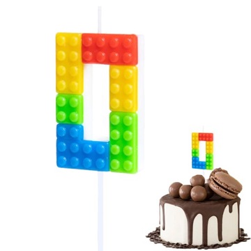 СВЕЧА ДНЯ РОЖДЕНИЯ LEGO НОМЕР 0 РАЗНОЦВЕТНАЯ ДЛЯ ДНЯ РОЖДЕНИЯ