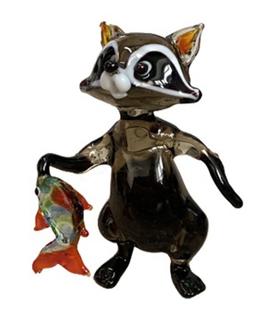 Szklana FIGURKA rzeźba SZOP Z RYBKĄ