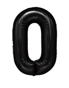 BALON FOLIOWY CYFRA '0' CZARNA 100 CM, SUPER PAK