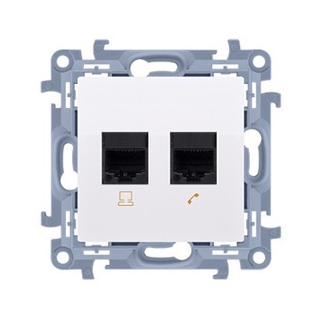 Gniazdo komputerowe podwójne RJ45 kat.6 SIMON 10 białe