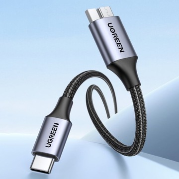 ЗЕЛЕНЫЙ КАБЕЛЬ USB C - micro USB-B 3.0 5Гбит/с 3А 0,5м