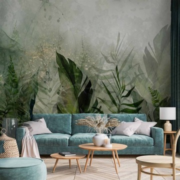 ФОТООБОИ САМОКЛЕЯЩИЕСЯ ПРИРОДА ЛИСТЬЯ ЗЕЛЕНЫЕ ЗАГУСКИ РАСТЕНИЙ ГОСТИНАЯ 343x256