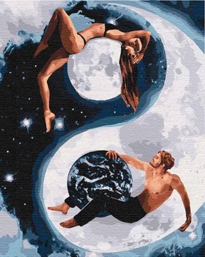 OBRAZ MALOWANIE PO NUMERACH miłość, Yin i yang PREZENT 40x50cm