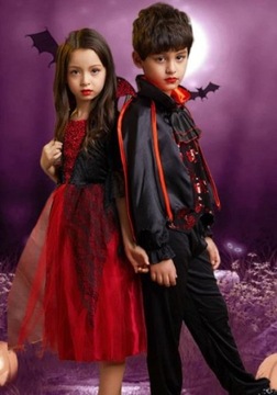 STRÓJ PRZEBRANIE WAMPIRZYCA KOSTIUM WAMPIRZYCY NA KARNAWAŁ 128 134