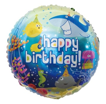 BALON FOLIOWY HAPPY BIRTHDAY ryby rekin HEL J