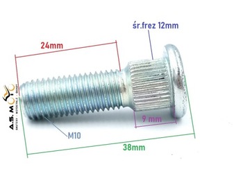 Шпилька M10 вкручивается в фрезу Quad ATV.