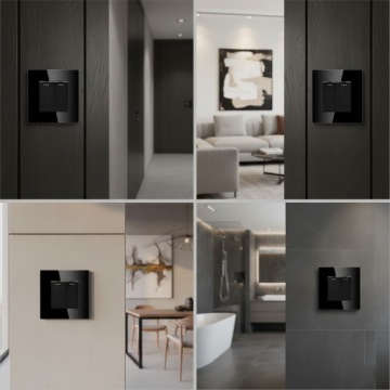 ВЫКЛЮЧАТЕЛЬ СВЕТА СТЕКЛО ДВОЙНОЙ ВЫКЛЮЧАТЕЛЬ ЧЕРНЫЙ