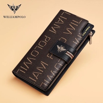 WILLIAMPOLO Women's Purses New Design Bags Luxury Leather Long Wallet Bee