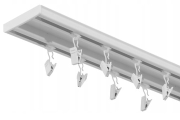KARNISZ SZYNA SUFITOWA ALUMINIOWA BIAŁA PODWÓJNA 370CM Z ŻABKAMI STOL-KAR
