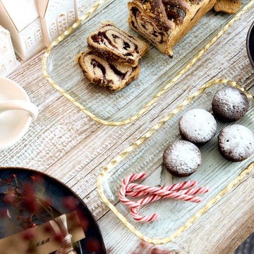 ЭЛСОЙ Тарелка прямоугольная с золотым ободком, 29х15см.