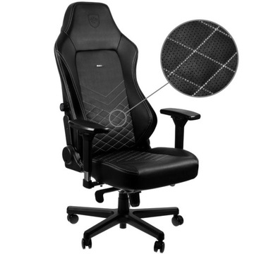 FOTEL NOBLECHAIRS HERO, CZARNY, BIAŁE OBSZYCIE
